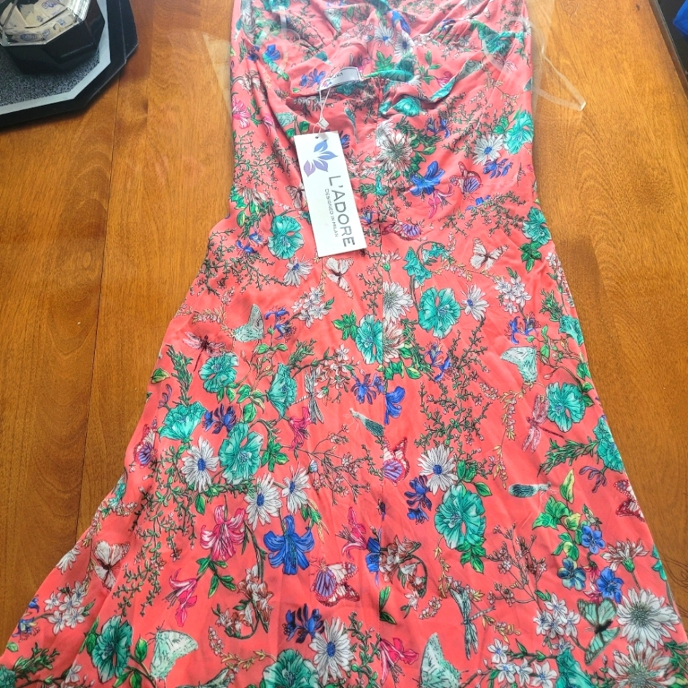 Ladore Floral Dress in Coral and Green